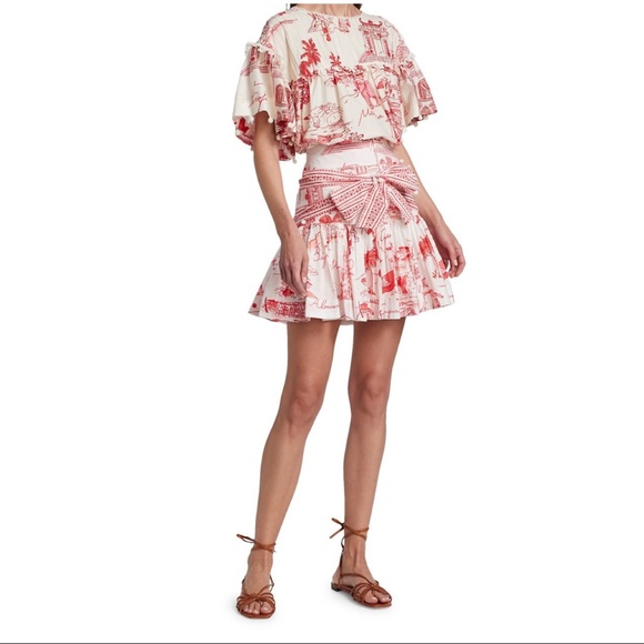 FARM Rio Red and White Mini Skirt - Picture 6 of 7